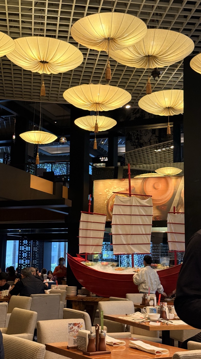Silk lanterns in an Asian dining hall